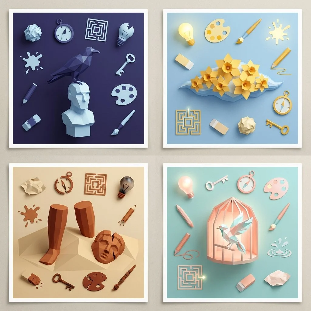 Geometric Echoes of Four Iconic Poems in Dual Tones