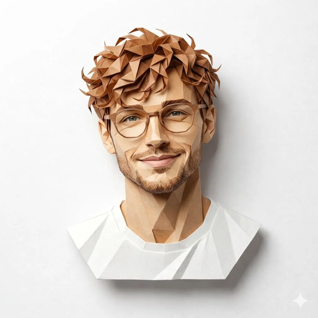 Geometric Elegance: A Papercraft Portrait