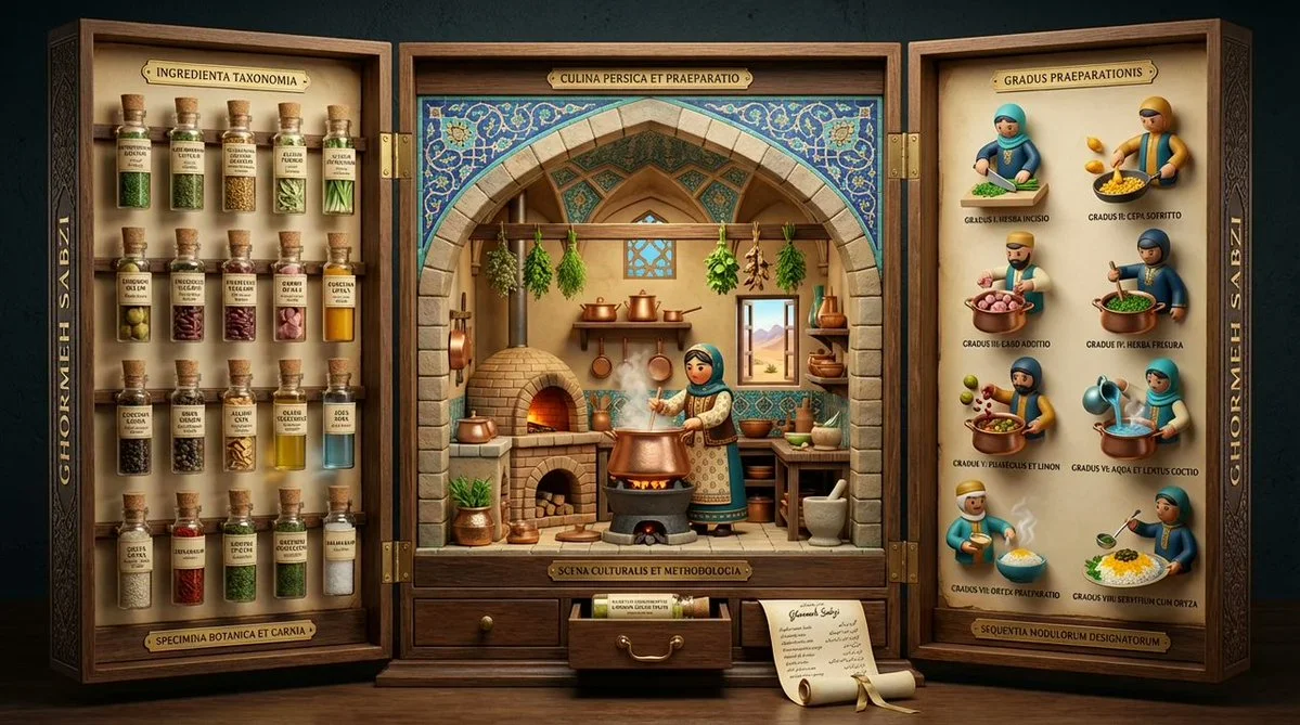 Ghormeh Sabzi Triptych: A Medieval Altarpiece of Culinary Heritage