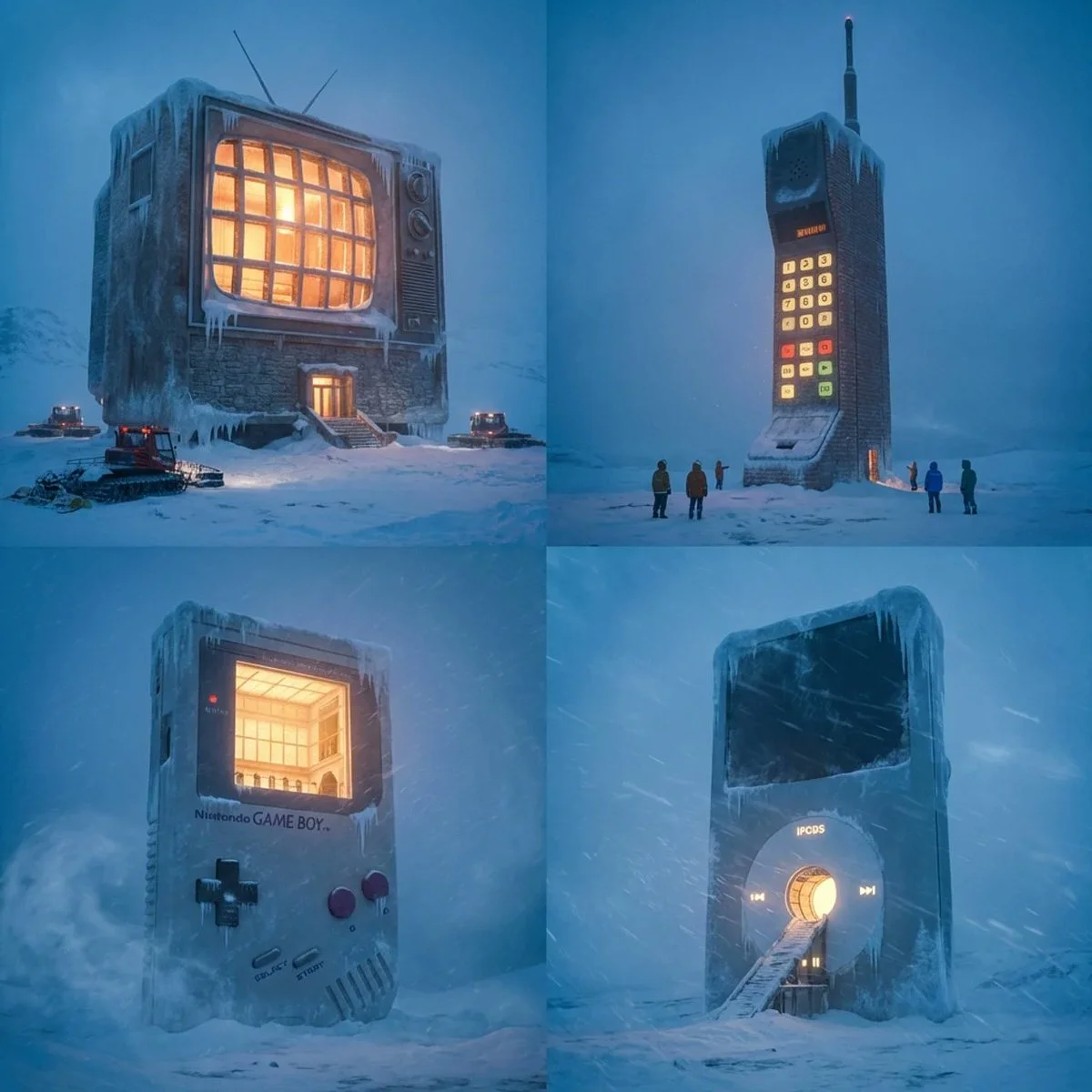 Giant Gadgets Reimagined as Mountain Bases