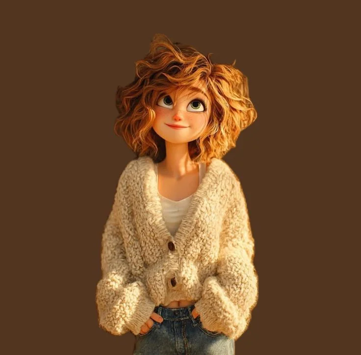 Ginger-Haired Pixar Girl in Golden Hour Glow