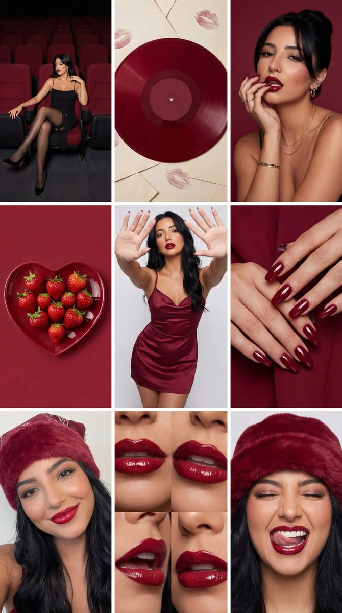 Glamorous Crimson Collage: A Vamp Aesthetic Moodboard