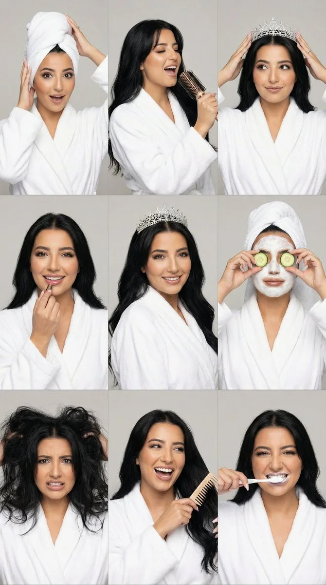 Glamorous Moments in a Beauty-Bathroom Grid