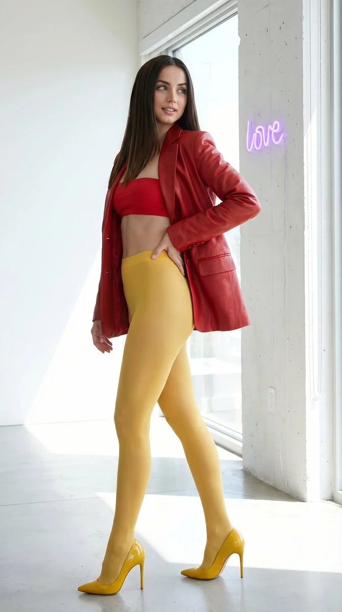 Glamorous Neon Elegance in Silver and Black Leather