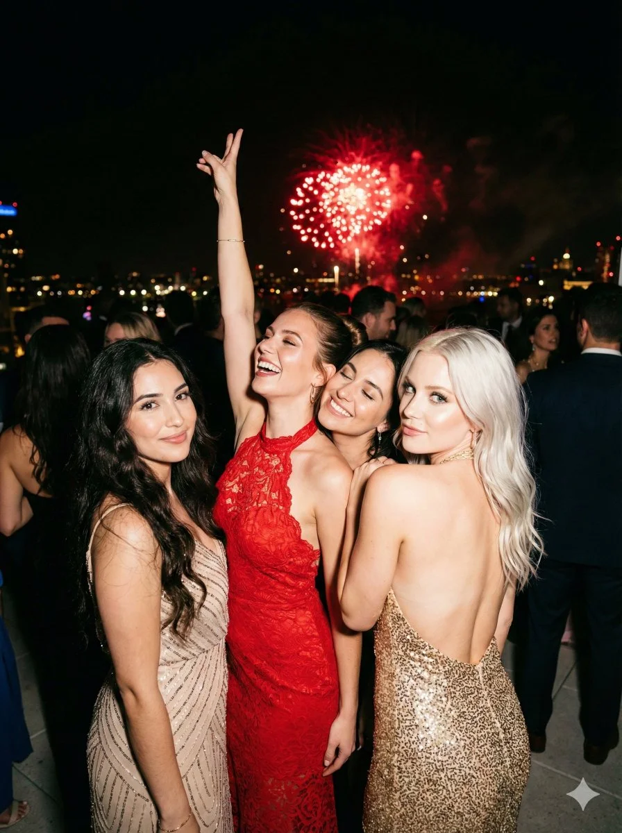 Glamorous New Year Celebration on a Rooftop