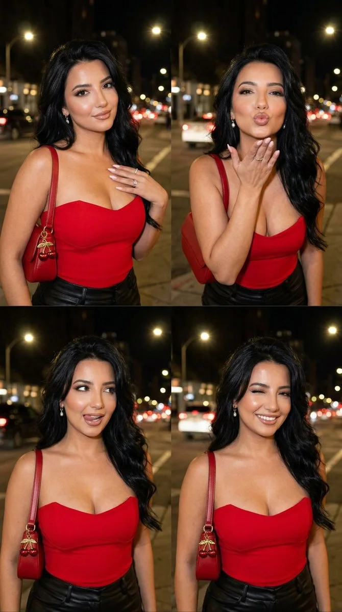 Glamorous Nighttime Expressions in Red