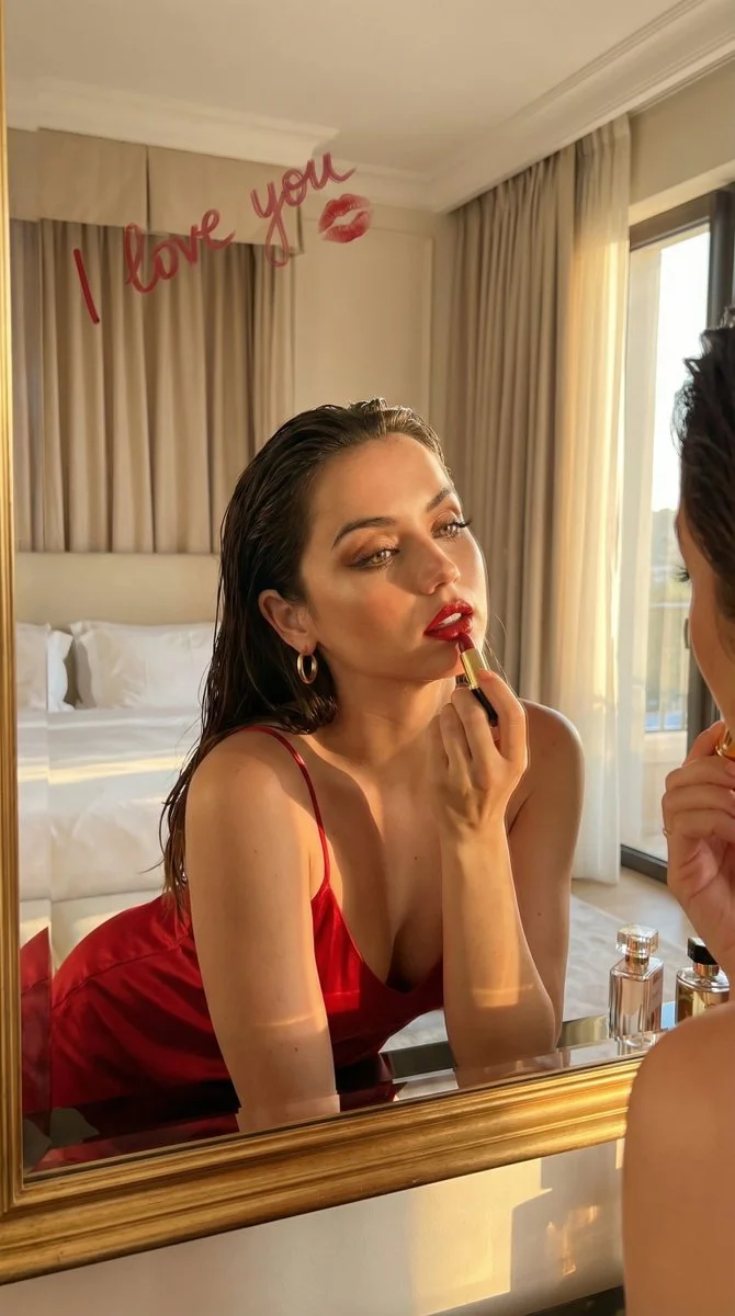 Glamour in the Mirror: A Celebrity Moment