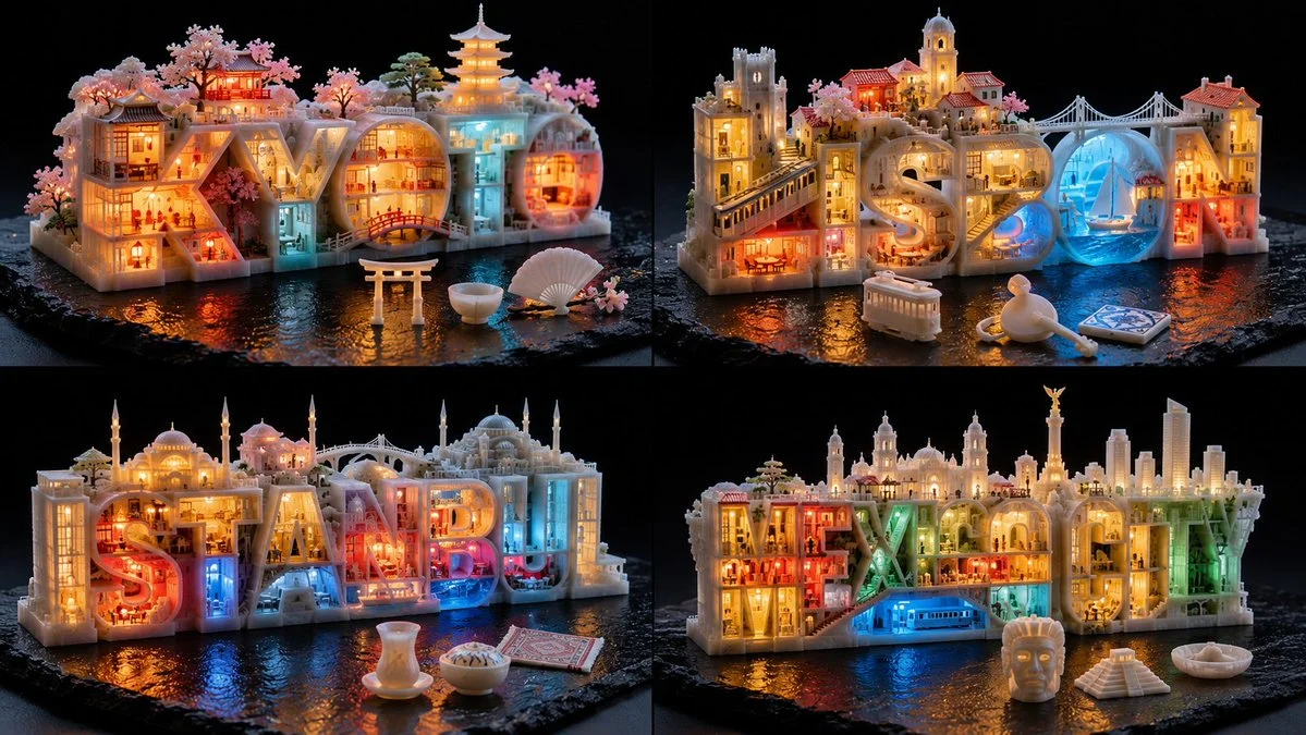Glowing Resin City Model Reveals Hidden Rooms in Macro View