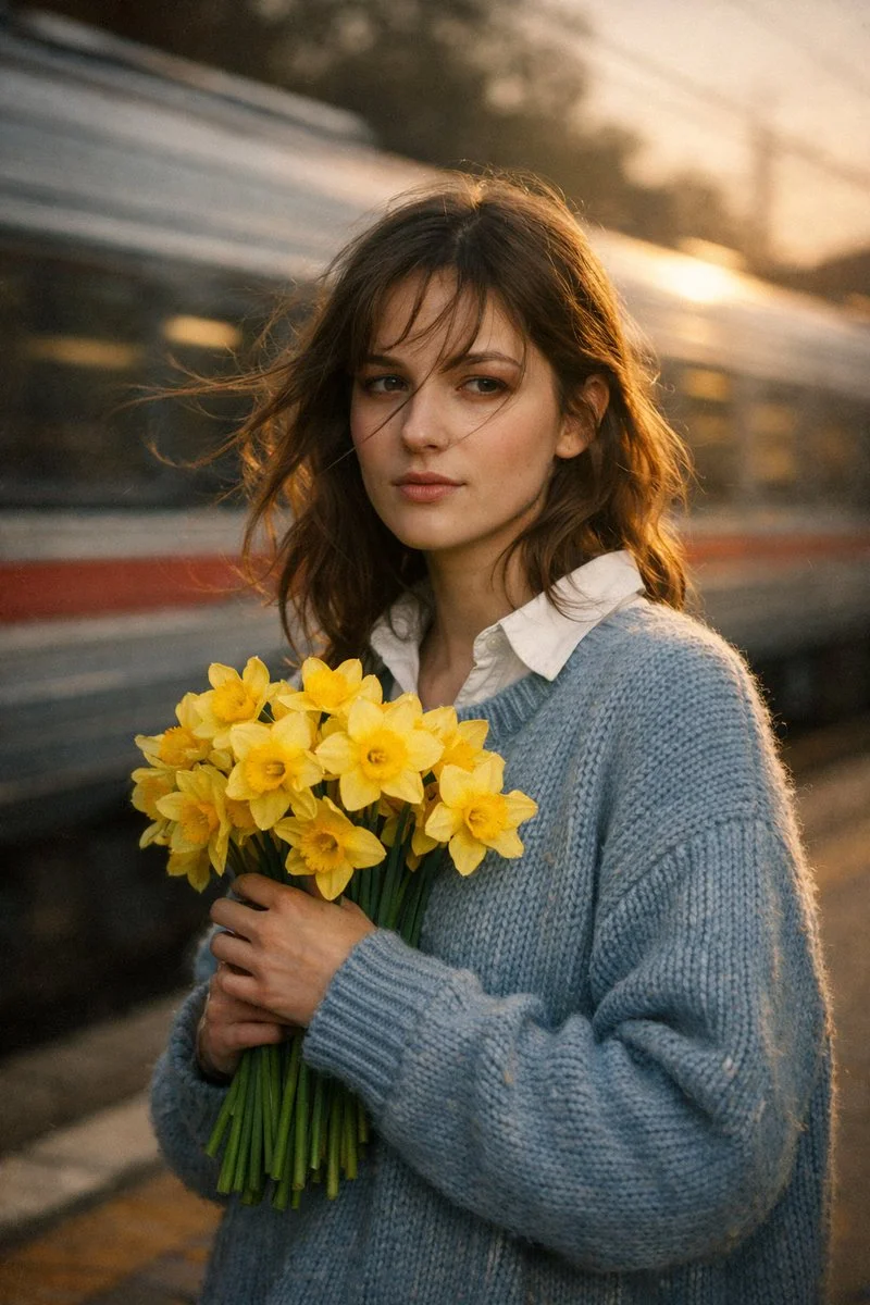 Golden Daffodils by the Tracks