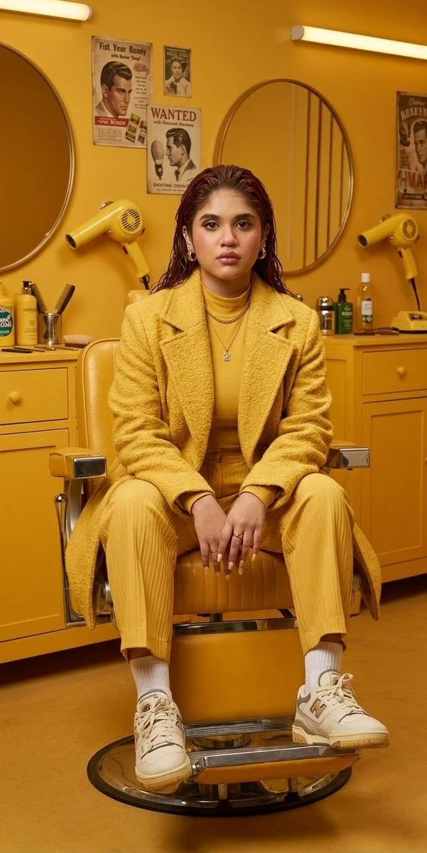 Golden Elegance in a Retro Barbershop