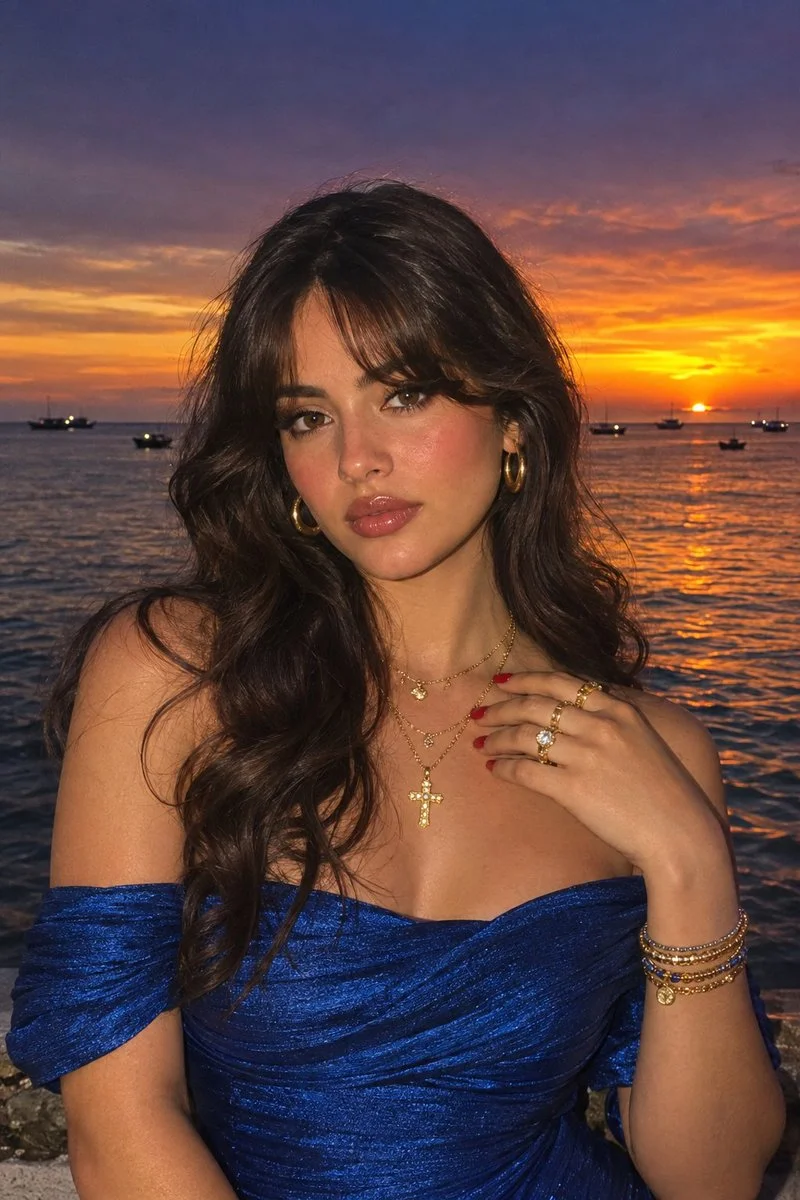 Golden Hour Backlighting Frames Woman by Shimmering Sea