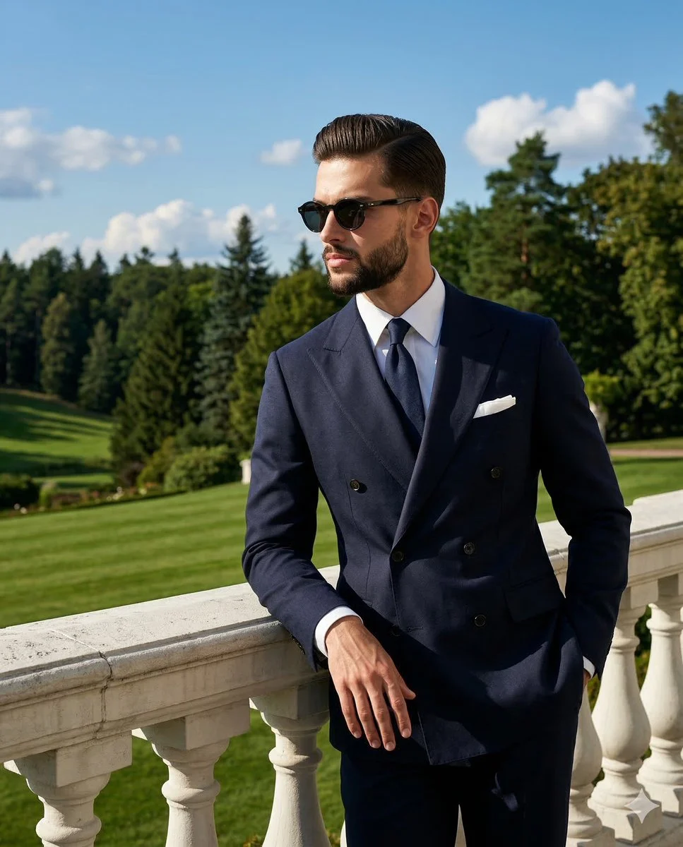 Golden Hour Editorial Portrait at a Grand Estate