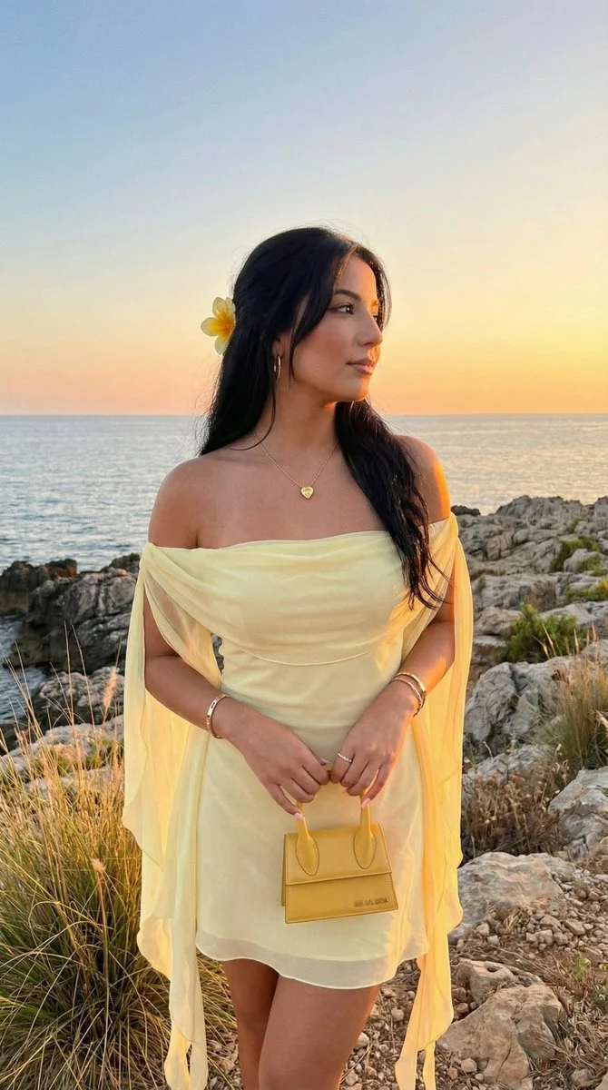 Golden Hour Elegance: A Seaside Fashion Moment