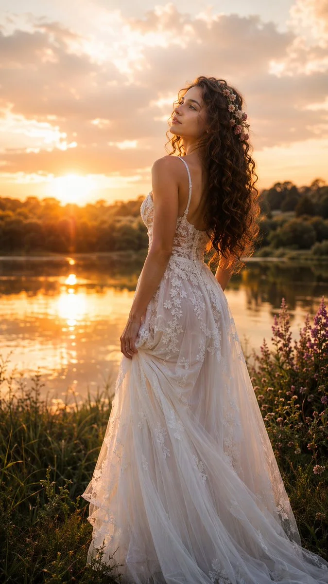 Golden Hour Elegance by the Reflective Lake