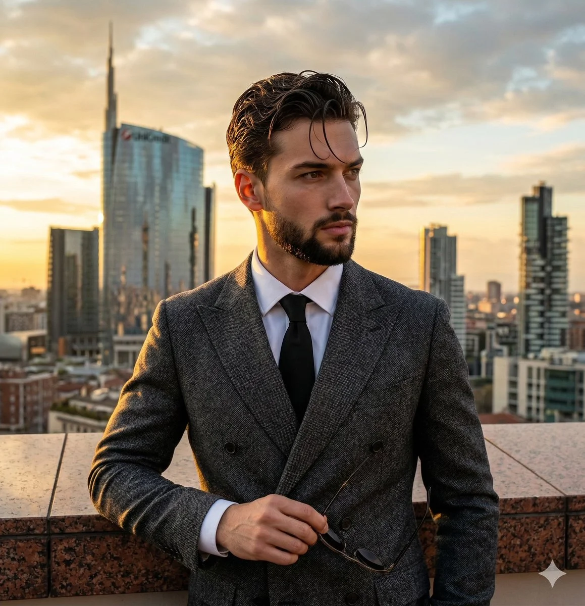Golden Hour Elegance: Men's Editorial Portrait