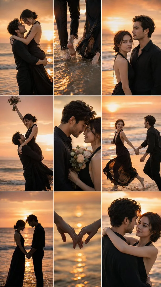 Golden Hour Embrace: A Romantic Beach Sunset