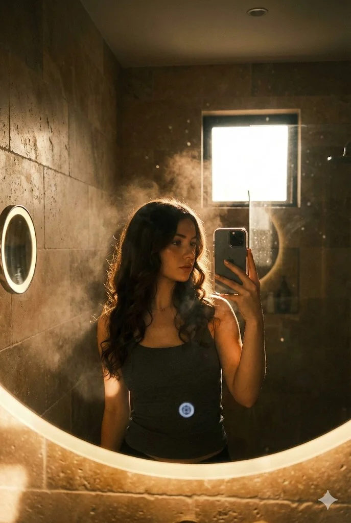 Golden Hour Glam: A Silhouette in the Steam