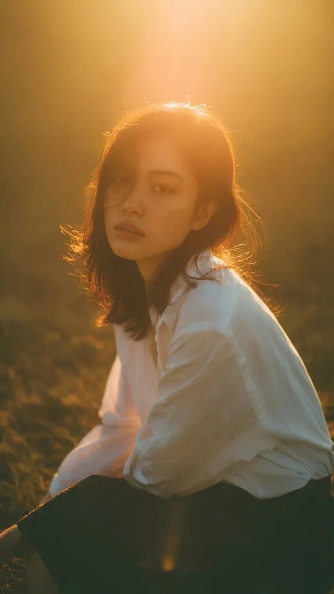 Golden Hour Glow: Cinematic Portrait in a Sunlit Field