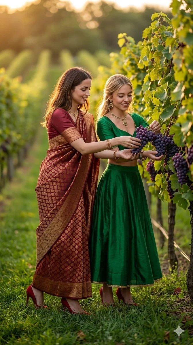 Golden Hour Harvest: A Vineyard Delight