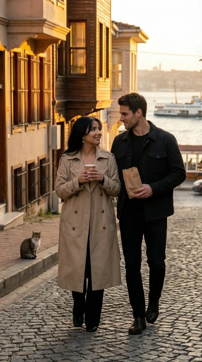 Golden Hour in Modern Istanbul: A Cinematic Encounter