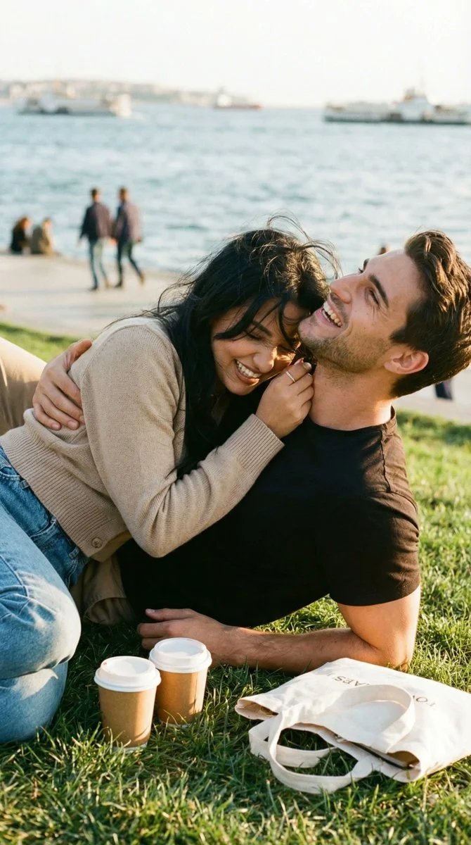 Golden Hour Laughter by the Sea