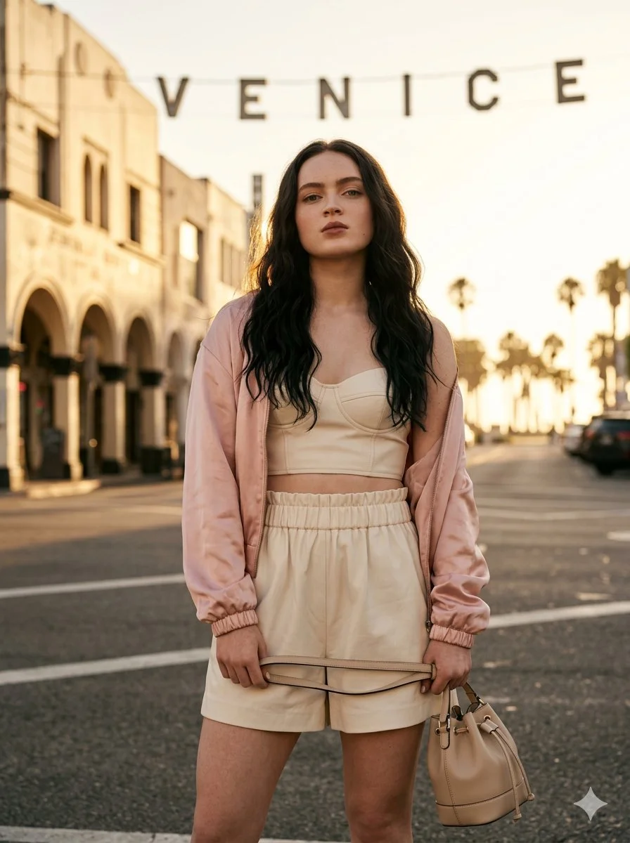 Golden Hour Muse Beneath the Venice Sign