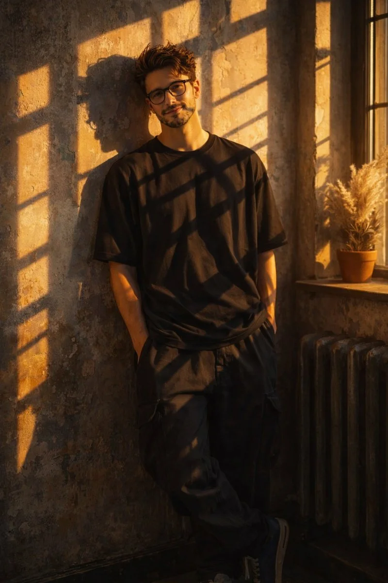 Golden Hour Portrait of a Young Man in Urban Decay