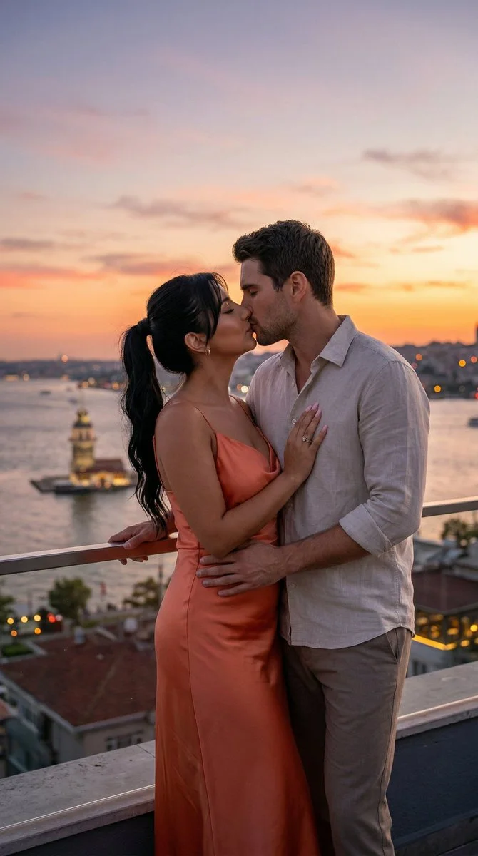 Golden Hour Romance Over the Bosphorus