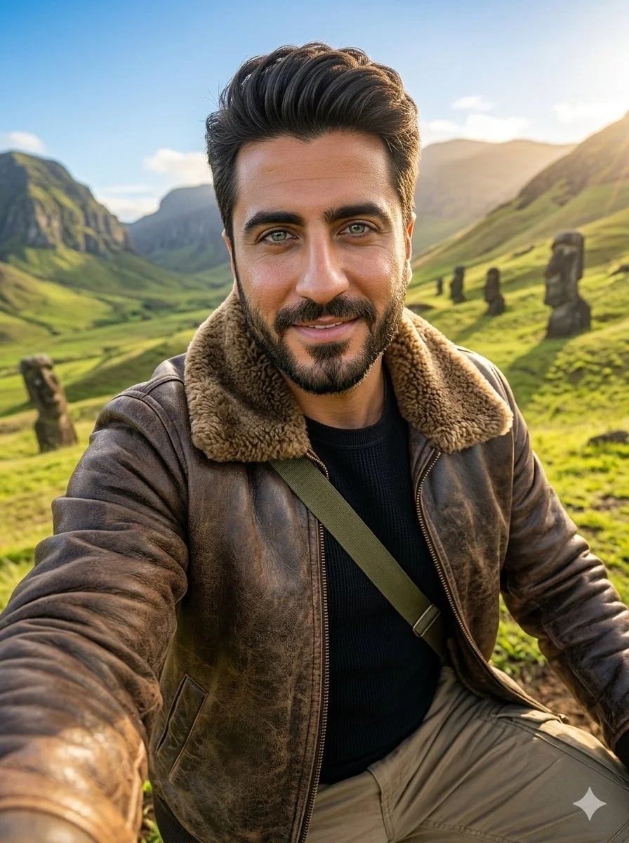 Golden Hour Selfie Among Ancient Valley Monoliths
