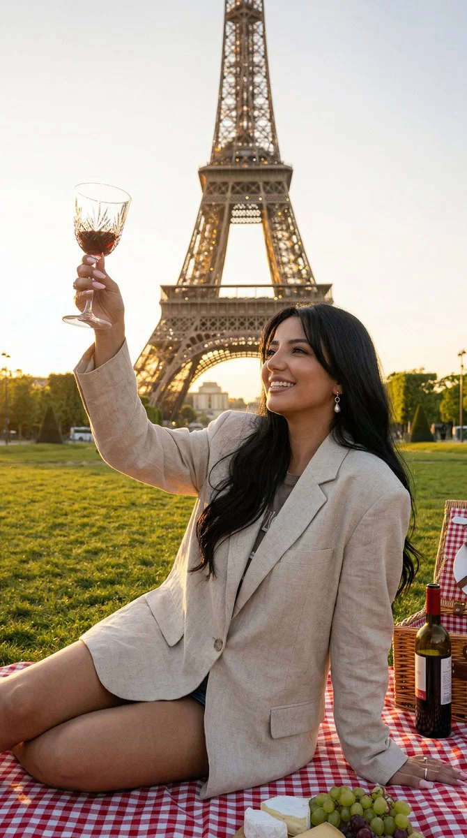Golden Hour Toast by the Eiffel Tower