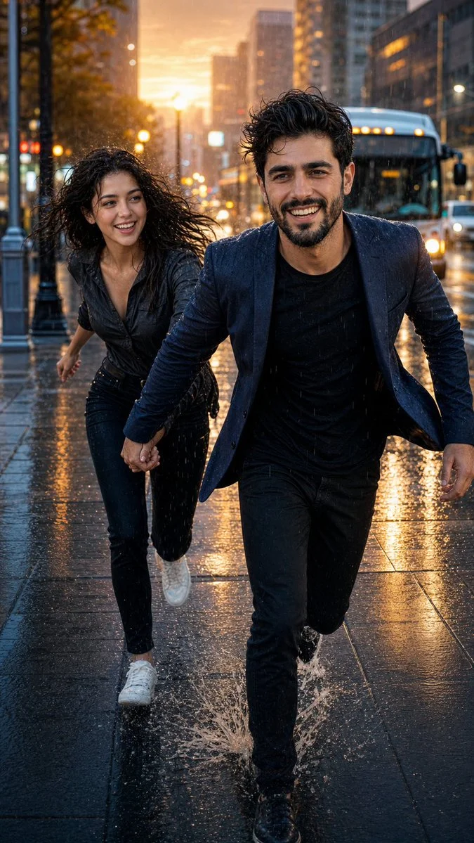 Golden Rain Chase on City Streets
