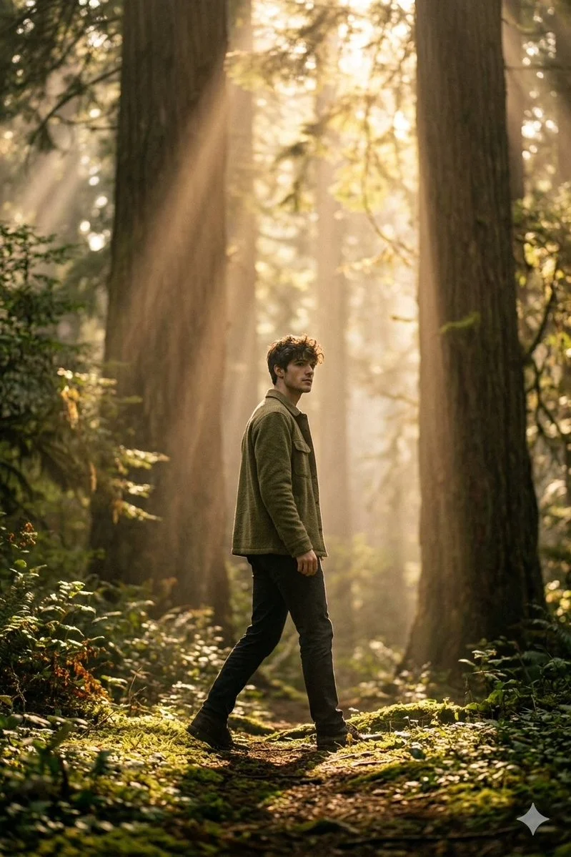 Golden Sunlight Through Ancient Forest