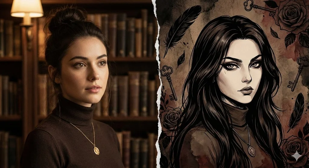 Gothic Elegance: A Portrait of Intellectual Beauty