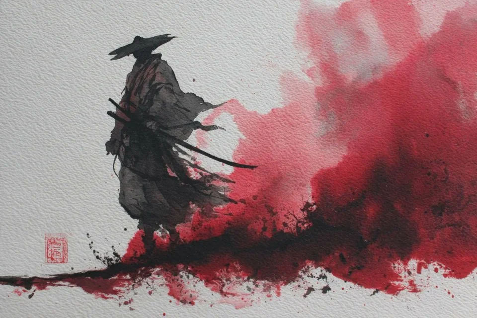 Graceful Japanese Ink Wash Art
