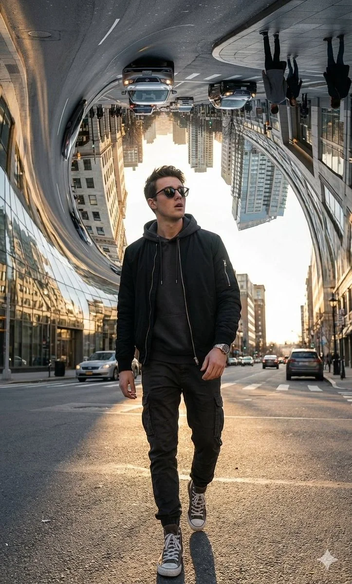 Gravity-Defying Streets: A Surreal Urban Journey