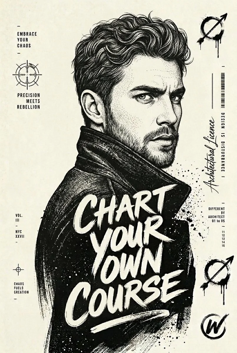 Gritty rebel poster combines ink sketch with expressive hand-lettered phrases