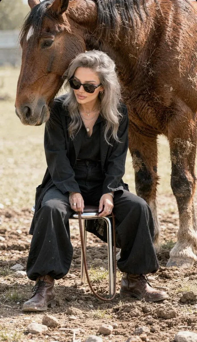 Guardians of Serenity: A Woman and Her Horse