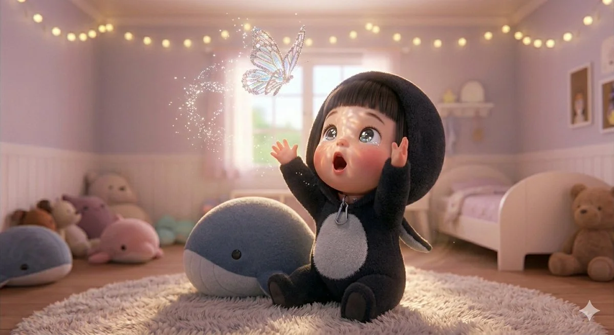 Gugu's Magical Moment with Her Giant Whale Plush