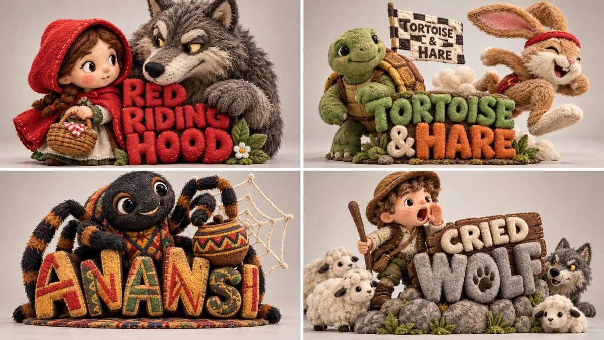 Handcrafted plush sculptures bring grandparents' folklore stories to life