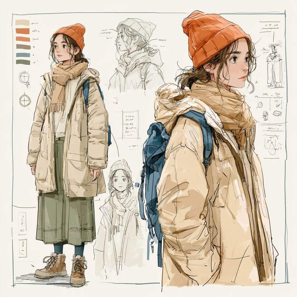 Handcrafted watercolor sketchbook reveals anime character studies in soft washes
