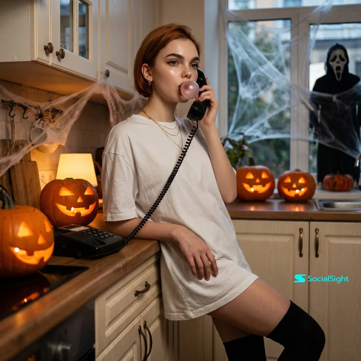 Haunting Elegance: A Retro Halloween Portrait