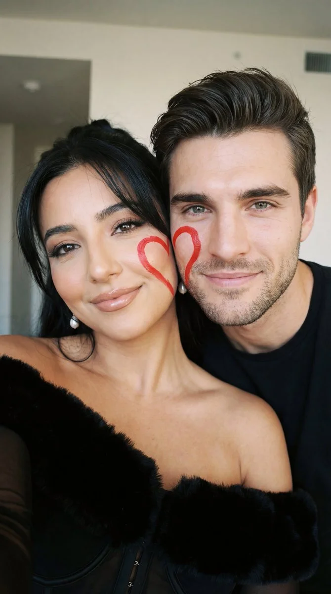 Heartfelt Selfie in a Nostalgic Frame