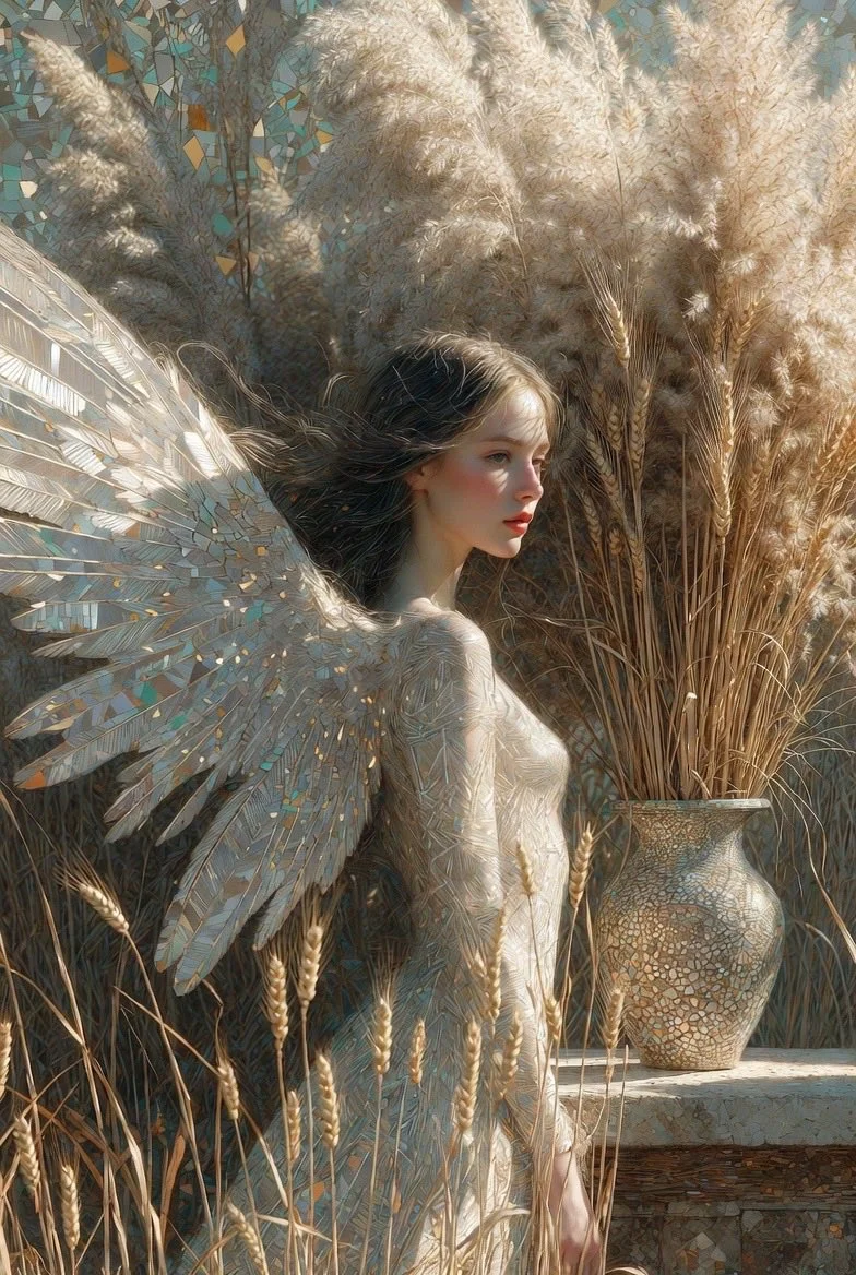 Heavenly Elegance: Angelic Beauty in Mosaic Splendor