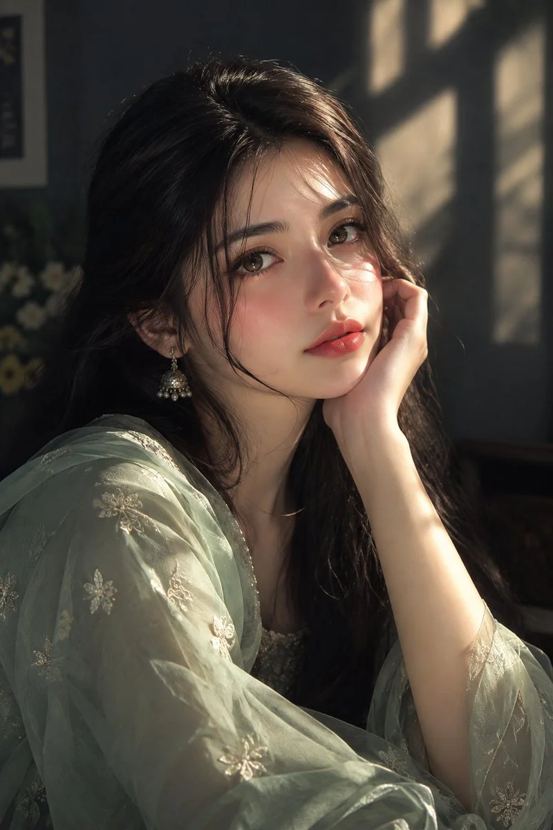 Her Gentle Gaze Holds the Warmth of Golden Sunlight