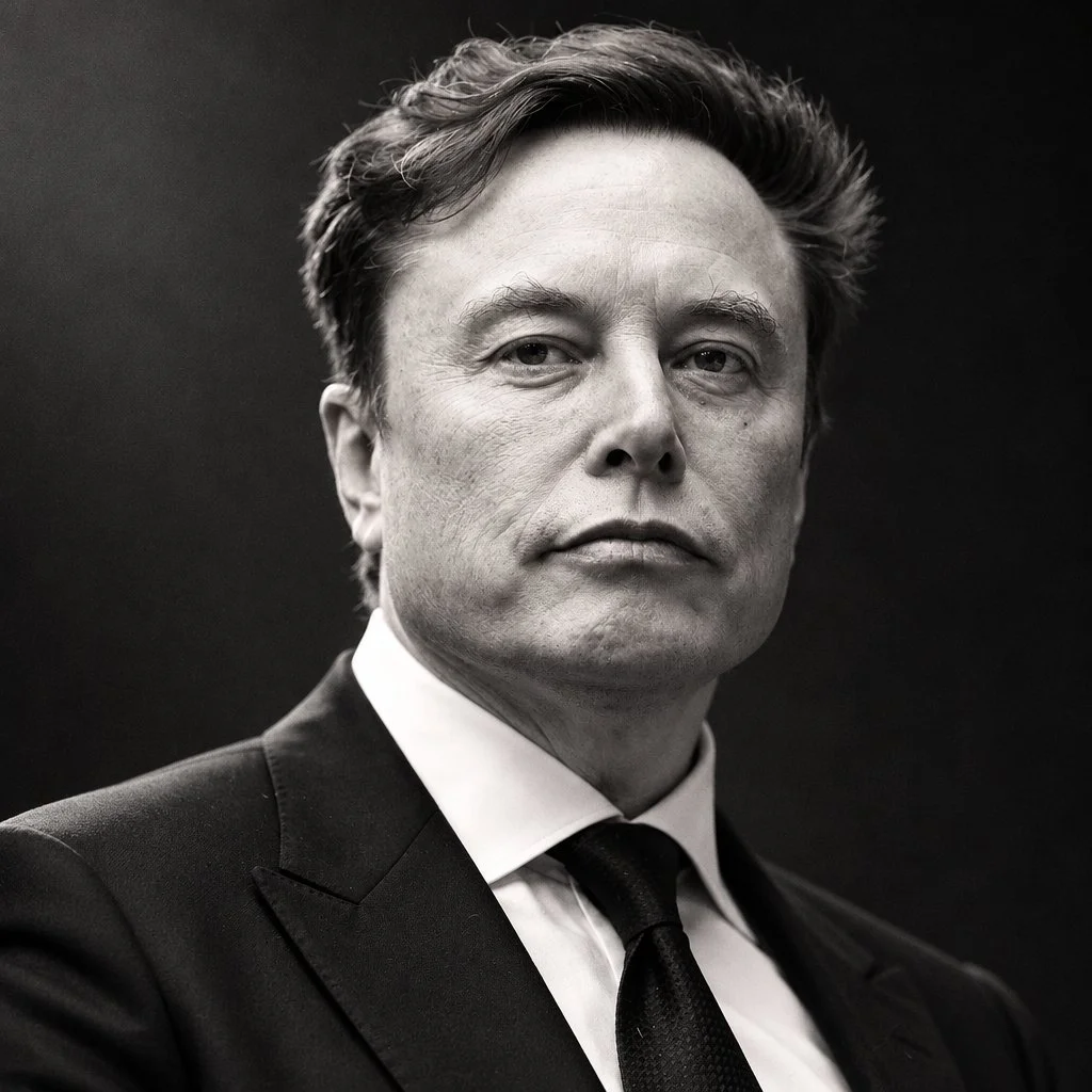 High-Contrast Monochrome Portrait with Deep Blacks and Film Grain