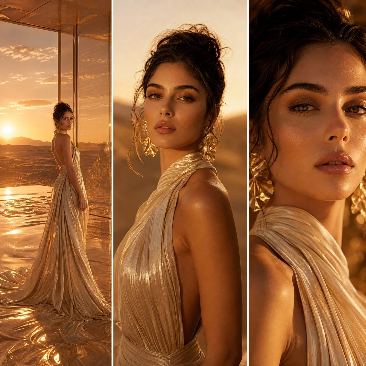 High-Fashion Editorial: Sunset Desert Studio with Glamorous Gown
