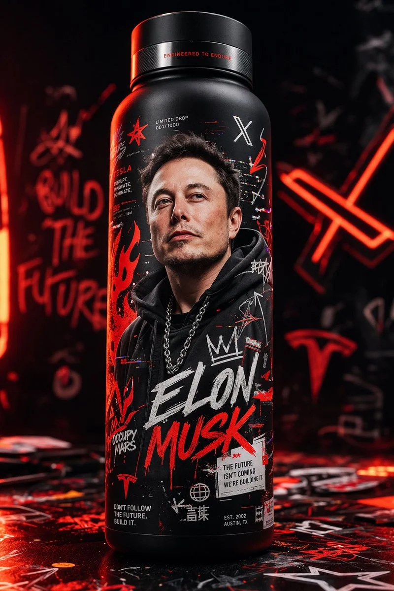 High-Impact Streetwear-Inspired Thermal Bottle with Dynamic Graffiti and Neon Accents