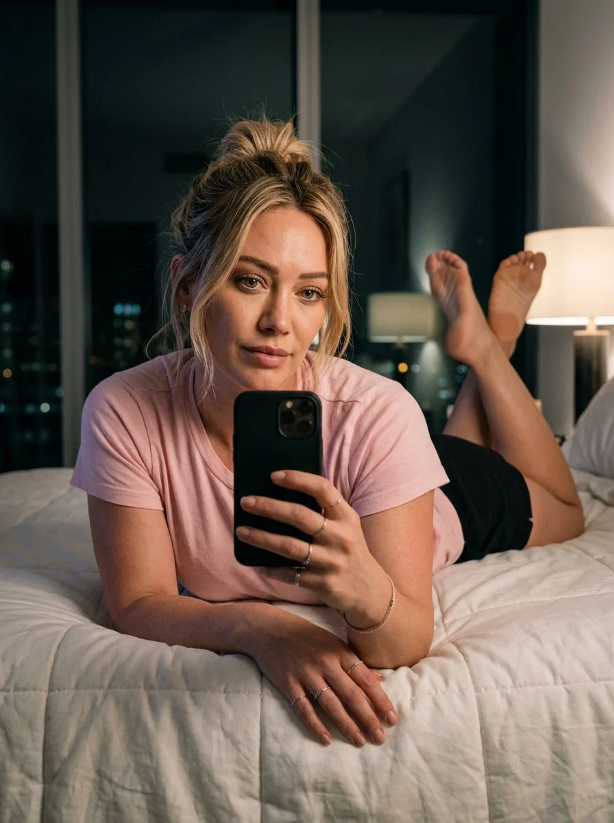 Hilary Duff in Intimate Nighttime Selfie