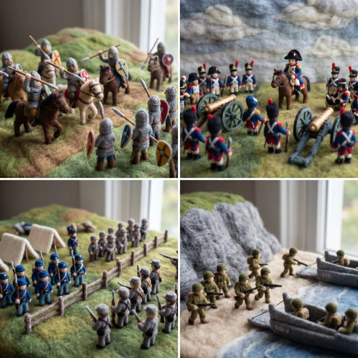 Historic Battles Reimagined as Needle-Felted Wool Art
