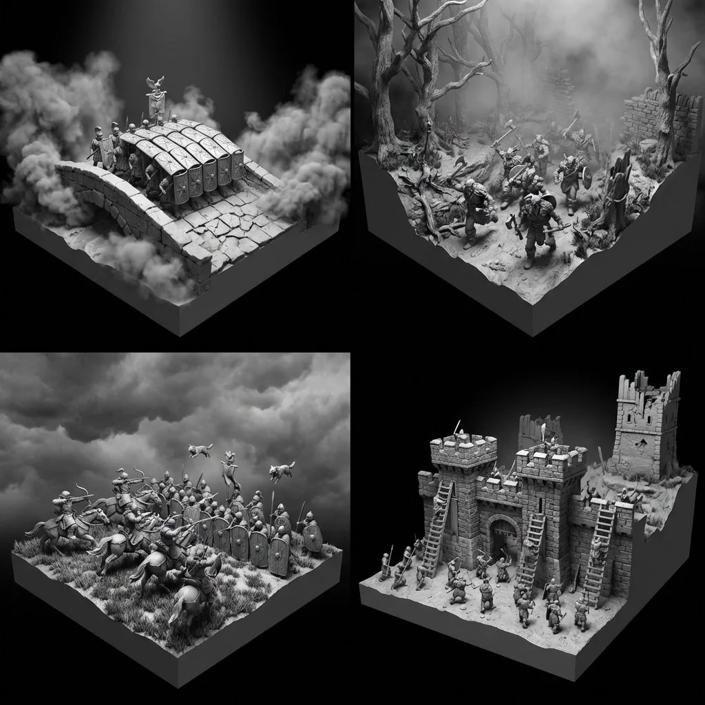 Historic Clash: Romans vs. Barbarians in Monochrome